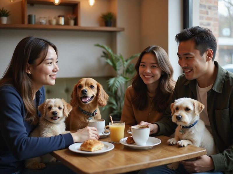 Happy pets including dogs and cats enjoying indoor dining with their owners at Bubbs and Bites Cafe pet-friendly space in Kota Damansara